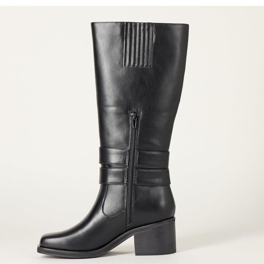 The Drop ‘Sage’ Tall black Biker/ Moto Boot with Buckles NEW w/ tags size 11